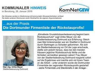 Kommunaler Hinweis "Dortmunder Firmenliste der Rückstauprofis"
