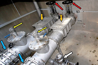 Zwei parallele Abwasserdruckleitungen