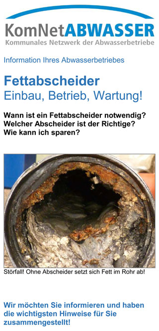 Vorderseite eines Flyers zum Thema Fettabscheider