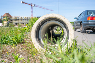 Rohrleitung mit geringer Wasserführung während einer Trockenperiode